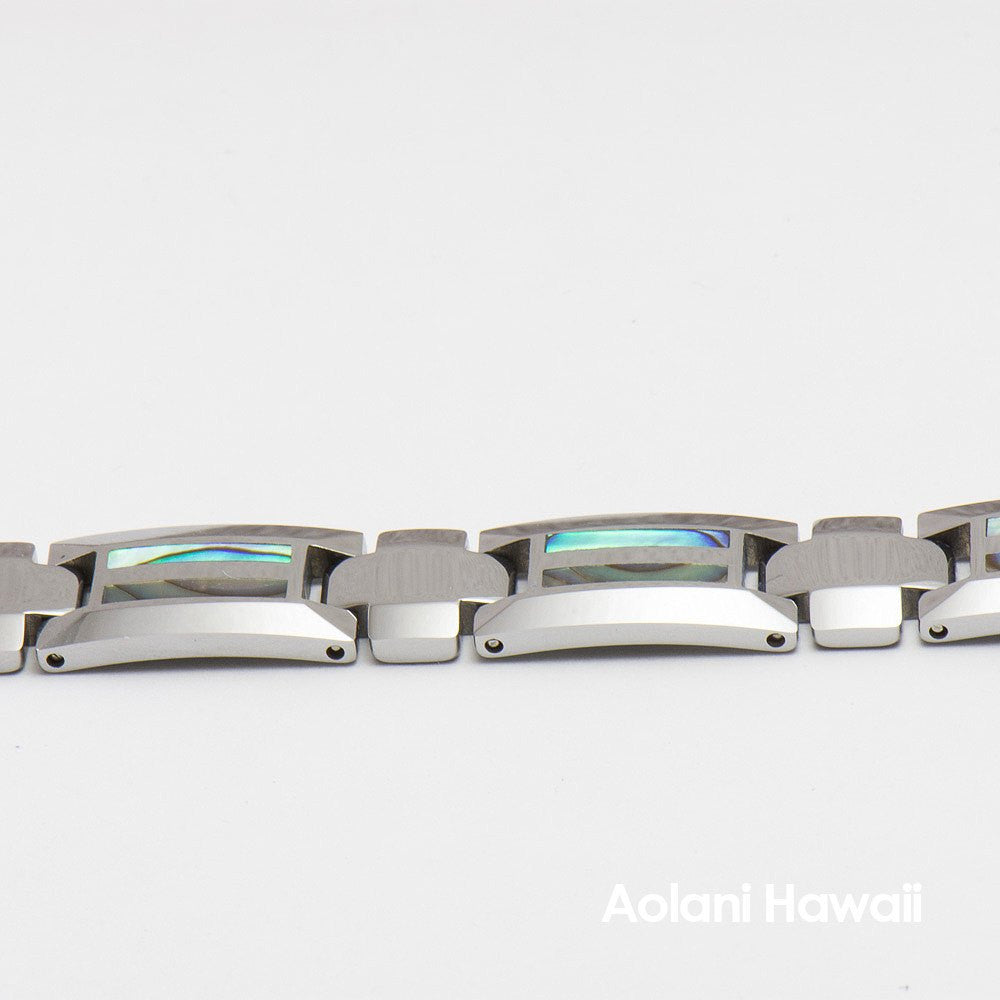 Tungsten Carbide Abalone Bracelet (10mm width, 8" inch in length) - Aolani Hawaii - 2