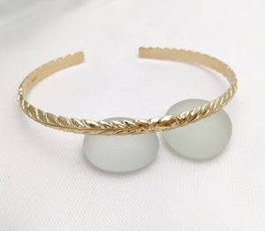 14K Gold Hawaiian Traditional Maile Design Open Bangle (4mm Barrel) - Aolani Hawaii - 1