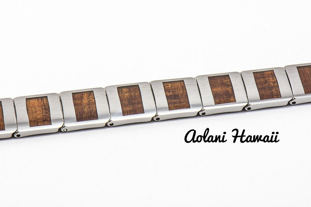 Koa Wood Bracelet handmade with Tungsten Carbide (10mm width, 8.5" inch in length) - Aolani Hawaii - 2