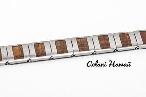 Koa Wood Bracelet handmade with Tungsten Carbide (10mm width, 8.5" inch in length) - Aolani Hawaii - 2