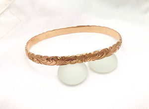 Traditional Hawaiian Hand Engraved 14k Gold Bracelet (6mm width, cutout design) - Aolani Hawaii - 3