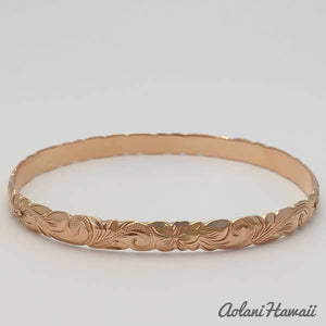 Traditional Hawaiian Hand Engraved 14k Gold Bracelet (6mm width, cutout design) - Aolani Hawaii - 4