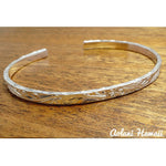 Traditional Hawaiian Hand Engraved Sterling Silver Bracelet (4mm width & 2mm thickness) - Aolani Hawaii - 1