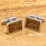 Titanium Cuff links with Hawaiian Koa Wood Inlay (13mm x 19mm) - Aolani Hawaii