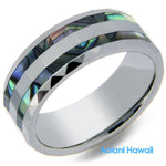 Double Inlay Abalone Tungsten Ring (8mm width)