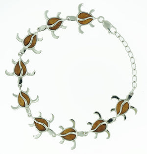 
            
                Load image into Gallery viewer, Koa Wood Honu Turtle Sterling Silver Bracelet
            
        