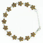 Koa Wood Hibiscus Flower Sterling Silver Bracelet