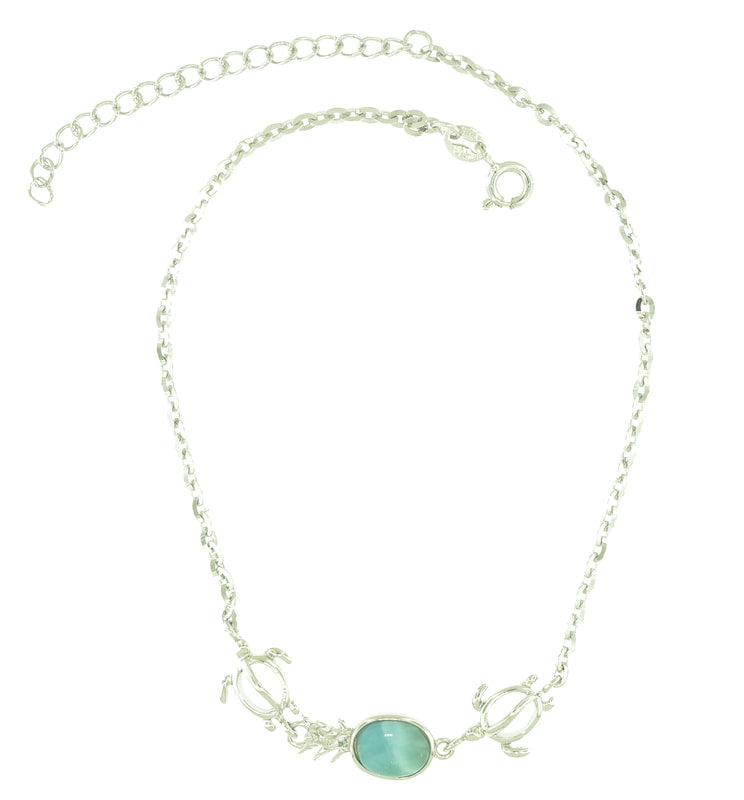 
            
                Load image into Gallery viewer, Sterling Silver Anklets Larimar Pineapple
            
        