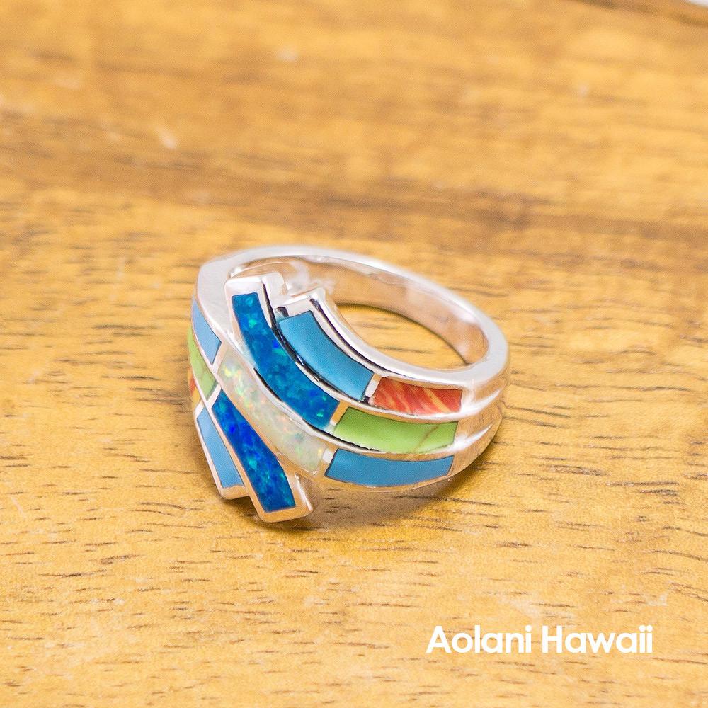 Rainbow Color Stone Inlay Sterling Silver Ring