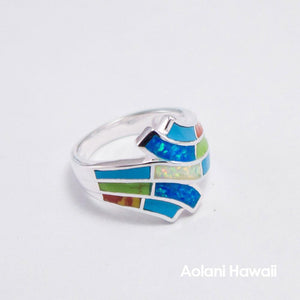 
            
                Load image into Gallery viewer, Rainbow Color Stone Inlay Sterling Silver Ring
            
        