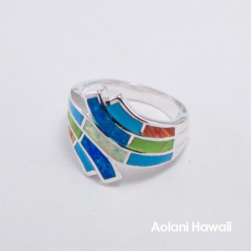 Rainbow Color Stone Inlay Sterling Silver Ring