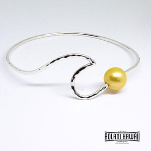Handmade Wave Sterling Silver Bracelet with Pearl