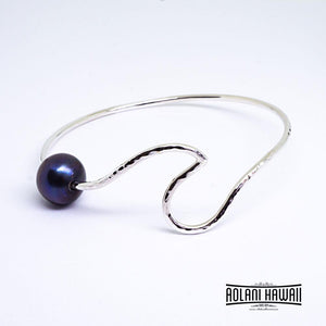 Handmade Wave Sterling Silver Bracelet with Pearl