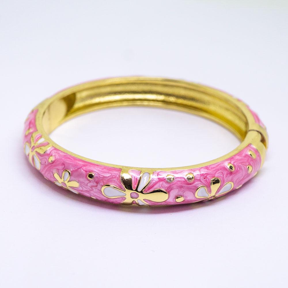 Enamel Bracelet Bangle - Tiare Flower Style