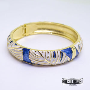 Enamel Bracelet Bangle -Monstera Leaf Style