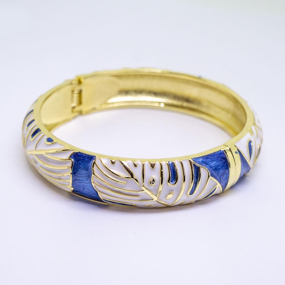 Enamel Bracelet Bangle -Monstera Leaf Style