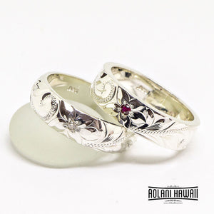 
            
                Load image into Gallery viewer, Hawaiian Handmade Sterling Silver Ring with Diamond or Birth Stone
            
        