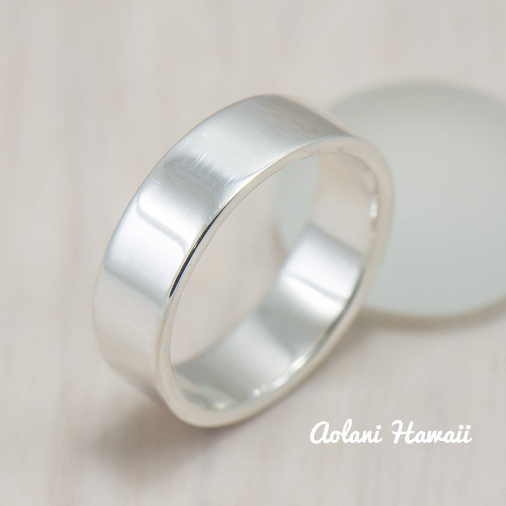 Silver Wedding Ring Set of Silver Flat Rings (4mm & 6mm width) - Aolani Hawaii - 2
