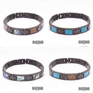 
            
                Load image into Gallery viewer, Ion Plated Black Stainless Steel Bracelet with Hawaiian Koa Wood Inlay
            
        