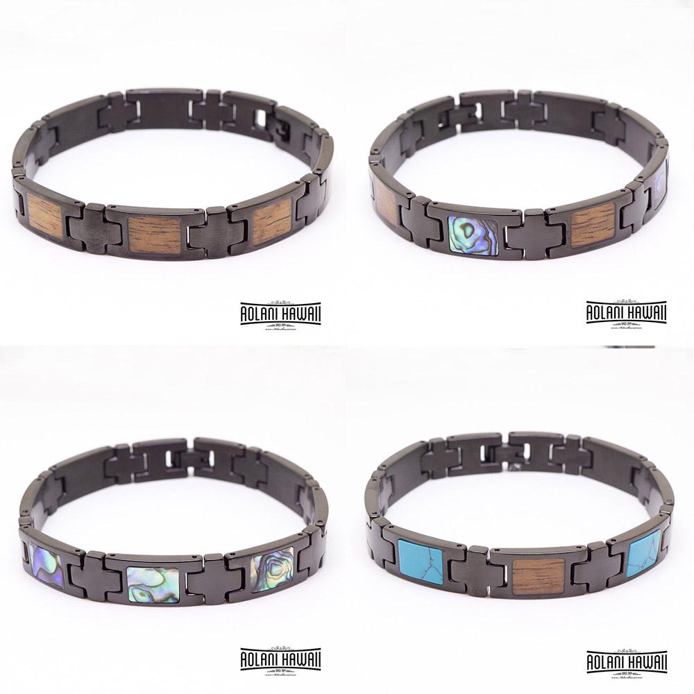 
            
                Load image into Gallery viewer, Turquoise Inlay Ion Plated Black Stainless Steel Bracelet
            
        