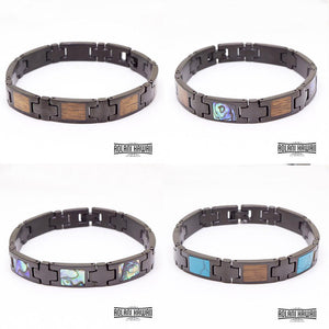 Turquoise Inlay Ion Plated Black Stainless Steel Bracelet