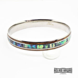 Koa Wood Abalone Bracelet handmade with Stainless Steel (8mm - 10mm width)