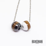 Koa Wood Cermic Beads Pendant (10x10mm, FREE Stainless Chain Included)