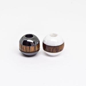 Koa Wood Cermic Beads Pendant (10x10mm, FREE Stainless Chain Included)