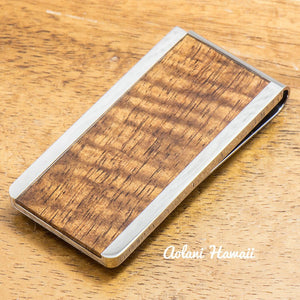 
            
                Load image into Gallery viewer, Koa Wood Stainless Steel Money Clip - Aolani Hawaii - 1
            
        