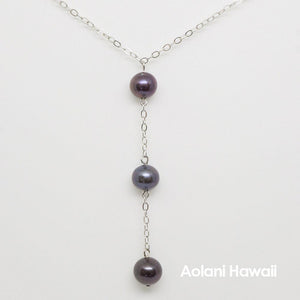 Triple Pearl Necklace Pendant with Sterling Silver Chain