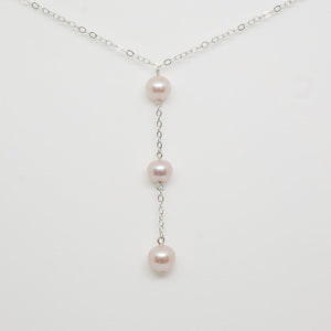 Triple Pearl Necklace Pendant with Sterling Silver Chain