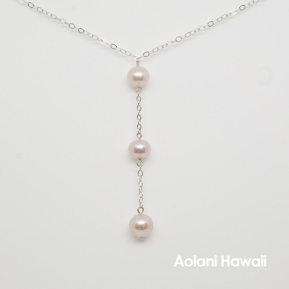 Triple Pearl Necklace Pendant with Sterling Silver Chain