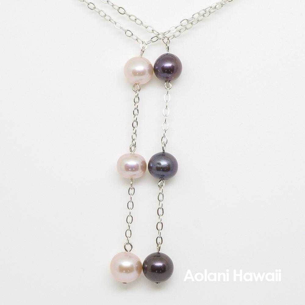 
            
                Load image into Gallery viewer, Triple Pearl Necklace Pendant with Sterling Silver Chain
            
        