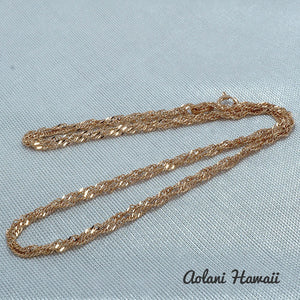 14k Pink Gold Barrel Pendant with Twist Chain - Aolani Hawaii - 3