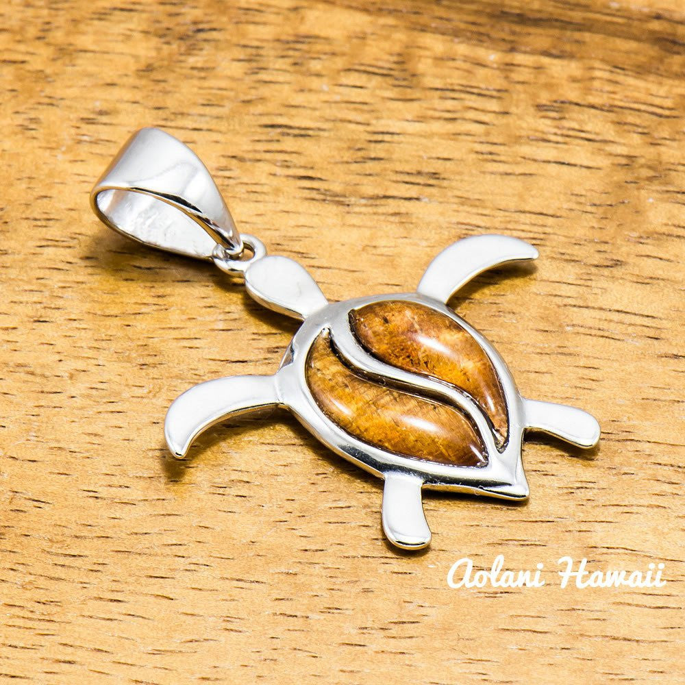 Hawaii Turtle Pendant Handmade with 925 Sterling Silver (27mm x 30mm FREE Stainless Chain Included) - Aolani Hawaii - 1