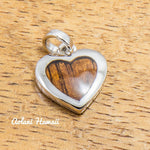 Koa Wood Heart Pendant Handmade with 925 Sterling Silver (10mm x 13mm FREE Stainless Chain Included) - Aolani Hawaii - 1