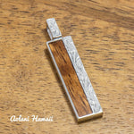 Koa Wood Pendant Handmade with 925 Sterling Silver (8mm x 35mm FREE Stainless Chain Included) - Aolani Hawaii - 1