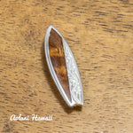 Koa Wood Surfboard Pendant Handmade with 925 Sterling Silver (8.5mm x 27mm FREE Stainless Chain Included) - Aolani Hawaii - 1