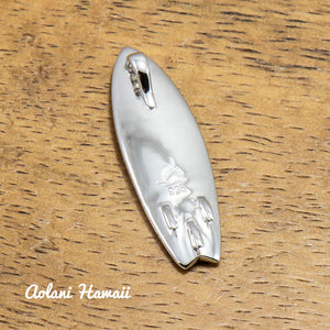Koa Wood Surfboard Pendant Handmade with 925 Sterling Silver (8.5mm x 27mm FREE Stainless Chain Included) - Aolani Hawaii - 2