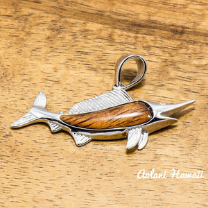 Marlin Pendant Handmade with 925 Sterling Silver (25mm x 50mm FREE Stainless Chain Included) - Aolani Hawaii - 1