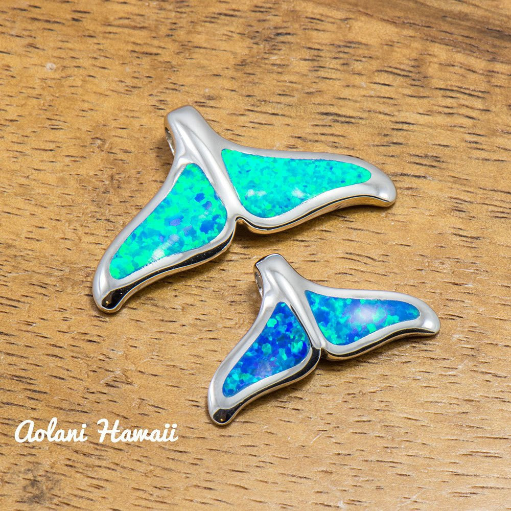 Opal Dolphin Fin Pendant Handmade with 925 Sterling Silver (FREE Stainless Chain Included) - Aolani Hawaii - 1