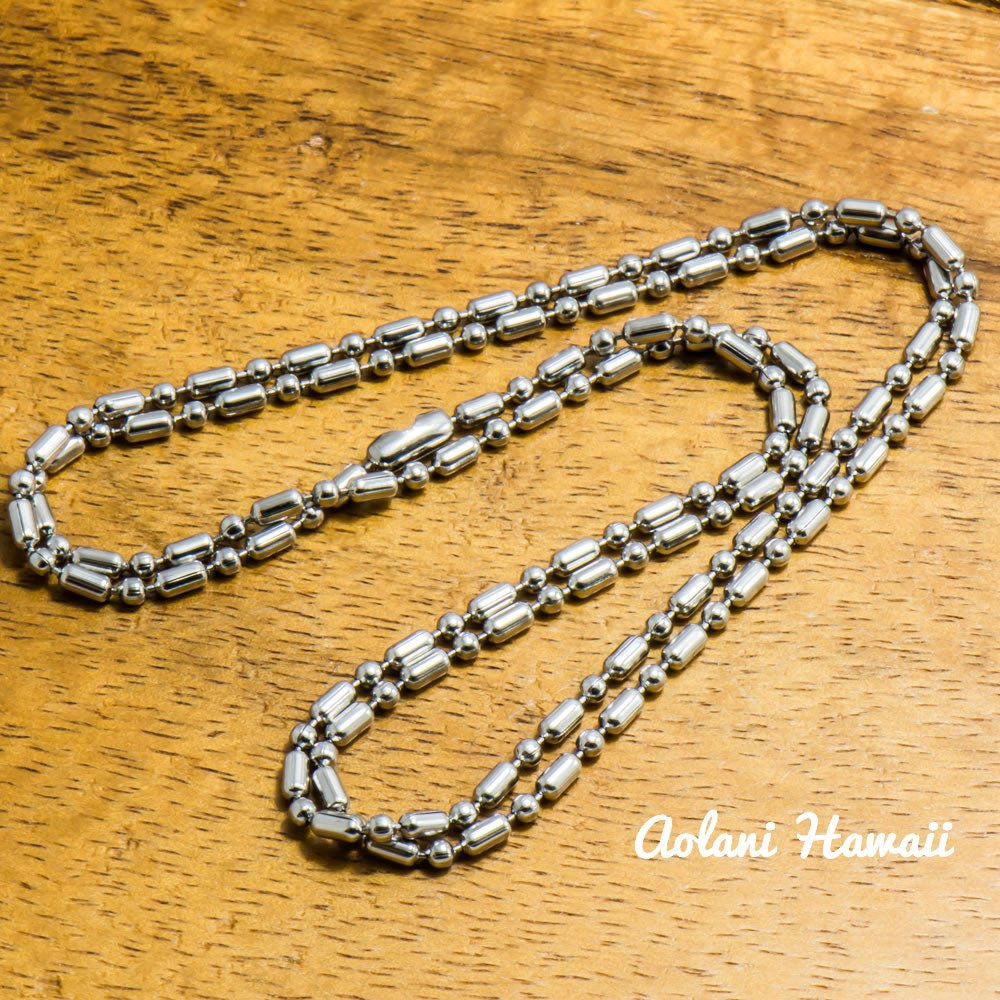 Stainless Tube Pendant - Hawaiian Koa Wood Stainless Steel Barrel Pendant (11mm, Free Stainless Chain included) - Aolani Hawaii - 2