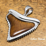 Sterling Shark Tooth Pendant Handmade with 925 Sterling Silver (35mm x 40mm FREE Stainless Chain Included) - Aolani Hawaii - 1