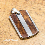 Tungsten Carbide Pendant handmade with Koa Wood (18mmX28mm, FREE Stainless Chain Included) - Aolani Hawaii - 1