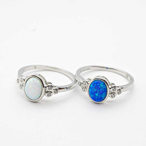 Sterling Silver Rings with Opal and Cubic Zirconia stones