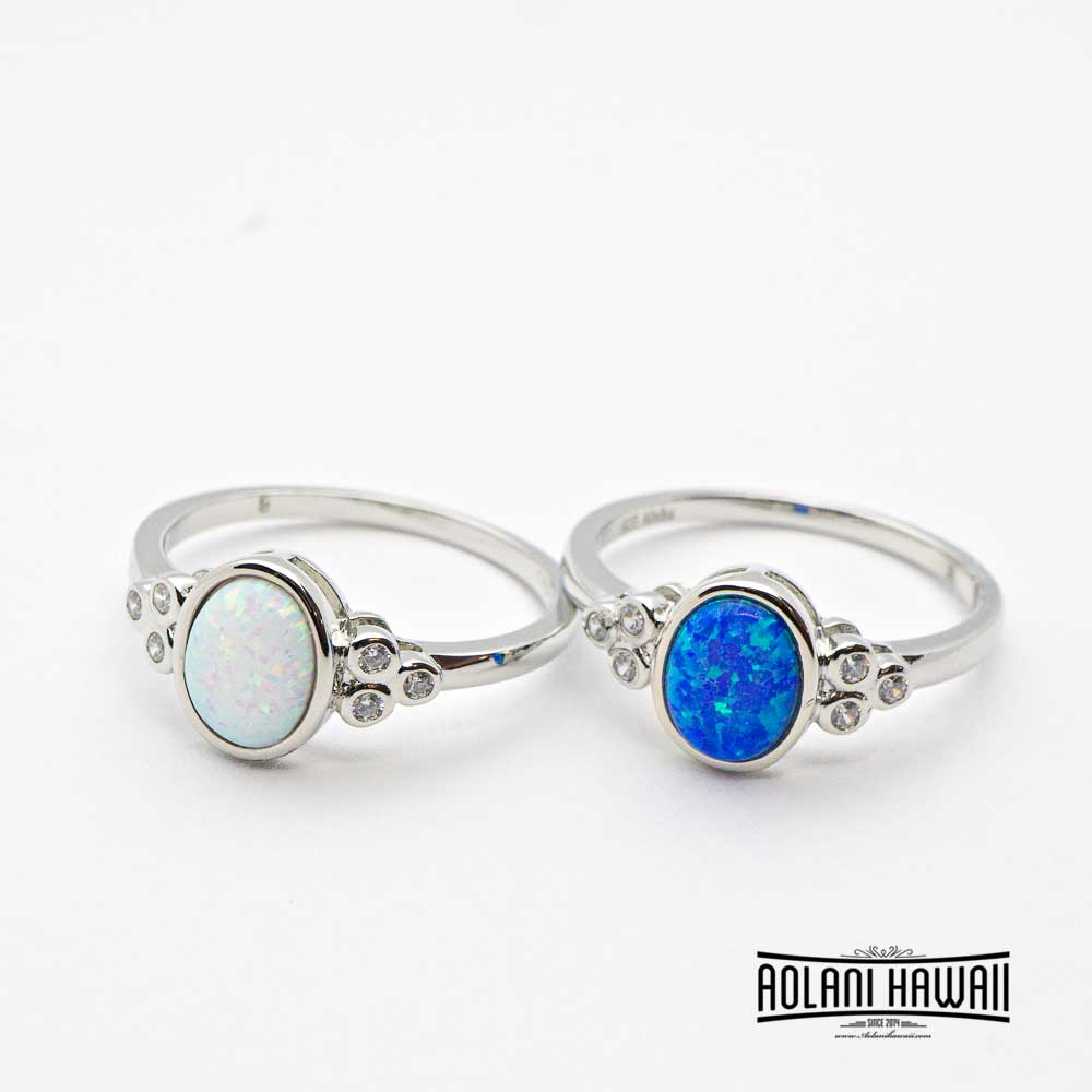 Sterling Silver Rings with Opal and Cubic Zirconia stones