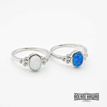 Sterling Silver Rings with Opal and Cubic Zirconia stones