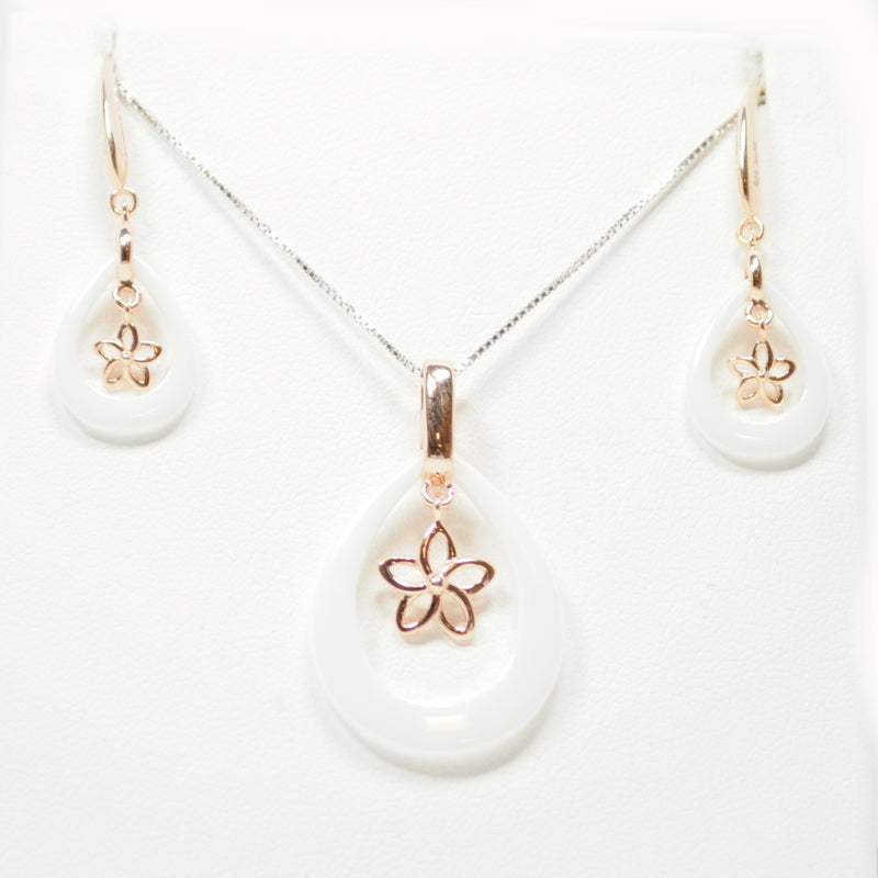 NEW - Sterling Silver White Ceramic Flower Earring