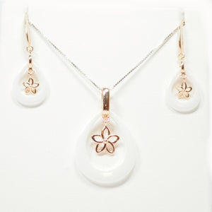 NEW - Sterling Silver White Ceramic Flower Earring