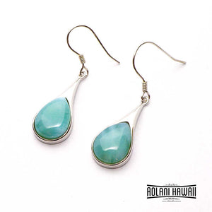 Dangling Sterling Silver Larimar Tear shape Earring Pierce